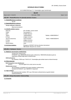 G&Uuml;VENLİK BİLGİ FORMU