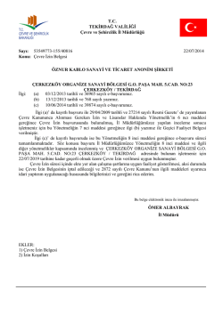 &Ccedil;evre İzin Belgesi