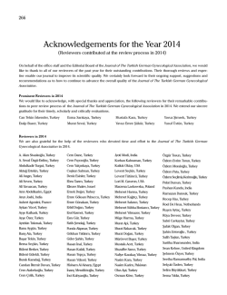 Acknowledgements for the Year 2014