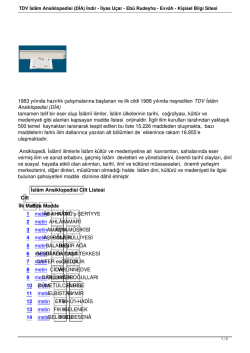 TDV İsl&acirc;m Ansiklopedisi (DİA) İndir - İlyas U&ccedil;ar