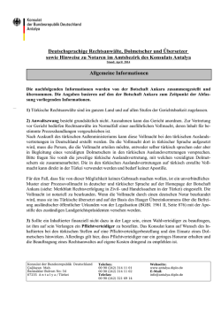 Deutschsprachige Rechtsanw&auml;lte, Dolmetscher und &Uuml;bersetzer