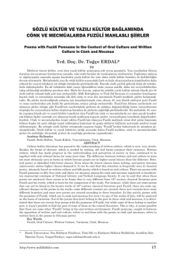 S&Ouml;ZL&Uuml; K&Uuml;LT&Uuml;R VE YAZILI K&Uuml;LT&Uuml;R BAĞLAMINDA