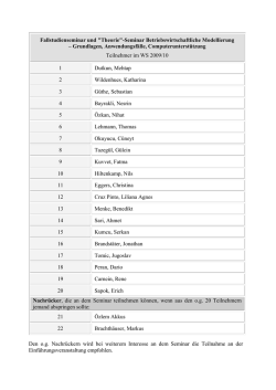 Fallstudienseminar und "Theorie"-Seminar Betriebswirtschaftliche
