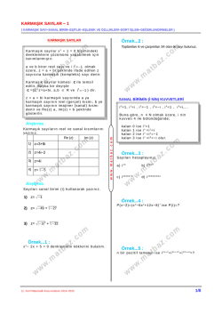 Karmaşık Sayılar 1.B&ouml;l&uuml;m - 11.sınıf mat &ccedil;&ouml;z&uuml;m videoları