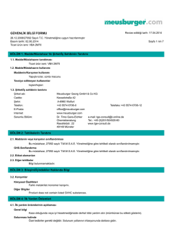 G&Uuml;VENLİK BİLGİ FORMU