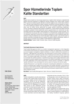 Spor Hizmetlerinde Toplam Kalite Standartları