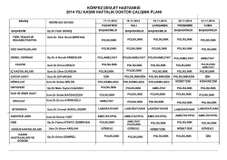 HAFTALIK DOKTOR &Ccedil;ALIŞMA PLANI.Krp