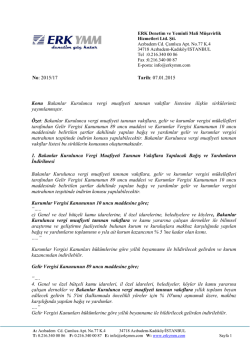 2015/17 - Bakanlar Kurulunca vergi muafiyeti tanınan vakıflar