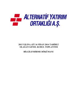 2013 YILINA AİT 16 NİSAN 2014 TARİHLİ OLAĞAN GENEL KURUL