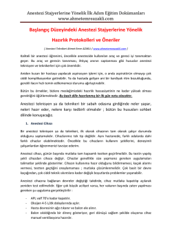 Anestezi Stajyerlerine Y&ouml;nelik İlk Adım Eğitim Dok&uuml;manları www