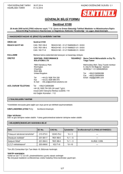GÜVENLİK BİLGİ FORMU Sentinel X100