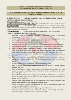 Acil Tıp Anabilim Dalı Klinik Hemşiresi