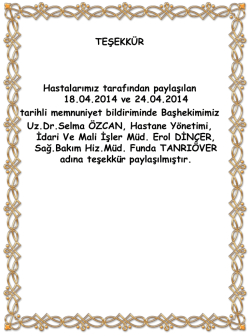 Nisan 2014 Teşekk&uuml;rlerimize Ulaşmak i&ccedil;in Tıklayınız.
