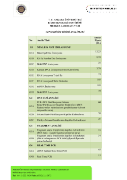Hizmetler Fiyat Listesi - Biyoteknoloji Enstit&uuml;s&uuml;