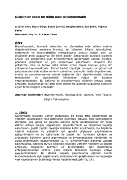 P12. Disiplinler Arası Bir Bilim Dalı: Biyoinformatik