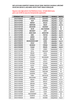 09.09.2014 Tarihinde &Ccedil;aycuma Kamp&uuml;s&uuml;nde yapılan &Ouml;nlisans