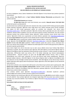 A&ccedil;ık&ouml;ğretim, İktisat, İşletme Fak&uuml;lteleri 2014