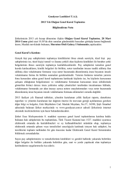 Genel Kurul Bilgilendirme Notu