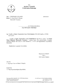 4. Ulusal &Uuml;nsal T&uuml;lbent&ccedil;i Matematik Yarışması konulu Manisa İl Milli
