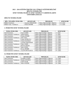 2013 – 2014 eğitim ğretim yılı türkçe eğitimi bölümü bölüm temsilcisi