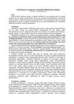 Okul &Ouml;ncesi &Ccedil;ocuklarda Arkadaşlık İlişkilerinin Gelişimi