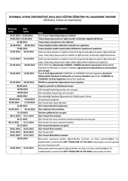İSTANBUL AYDIN &Uuml;NİVERSİTESİ 2014-2015 EĞİTİM