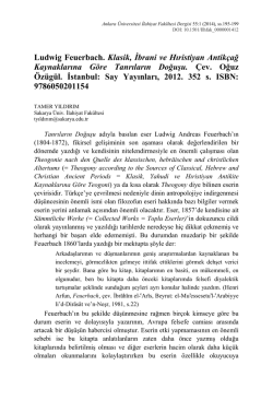 Ludwig Feuerbach. Klasik, İbrani ve Hıristiyan Antik&ccedil;ağ
