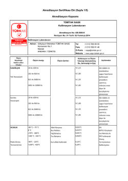 Akreditasyon Sertifikası Eki (Sayfa 1/5) Akreditasyon Kapsamı