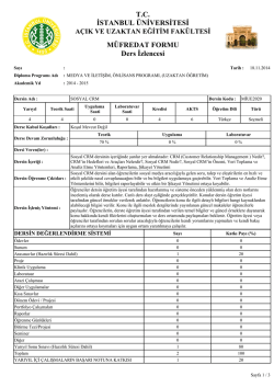 Sosyal CRM - İ&Uuml; AUZEF Medya ve İletişim