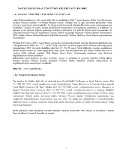 2013 YILI KURUMSAL Y&Ouml;NETİM İLKELERİ UYUM RAPORU 1