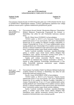 T.C. KOCAELİ &Uuml;NİVERSİTESİ Y&Ouml;NETİM KURULU TOPLANTI