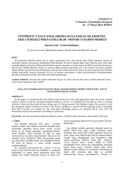 Otomotiv Uygulamalarında Kullanılacak Eksenel Akılı