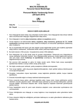 28 Eyl&uuml;l 2014 tarihinde yapılan Personel M&uuml;d&uuml;r Yardımcılığı Sınavı