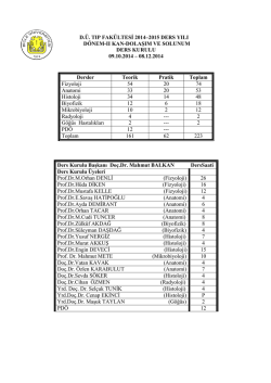 D.Ü. TIP FAKÜLTESİ 2014–2015 DERS YILI