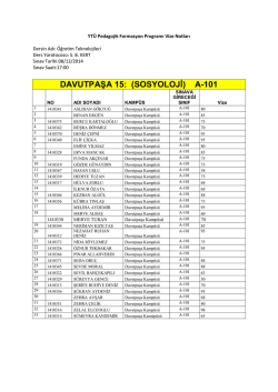 DAVUTPAŞA 15: (SOSYOLOJİ) A-101