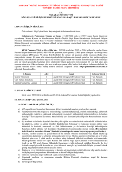 İlan metni i&ccedil;in Tıklayınız. - Personel Daire Başkanlığı