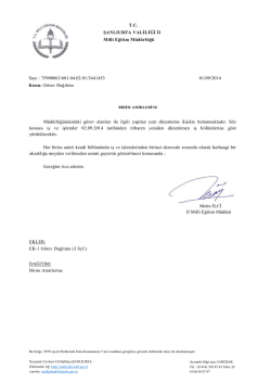 T.C. ġANLIURFA VALĠLĠĞĠ Ġl Milli Eğitim M&uuml;d&uuml;rl&uuml;ğ&uuml; Sayı