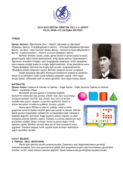 2014&ndash;2015 EĞİTİM-&Ouml;ĞRETİM YILI 2-A SINIFI EYL&Uuml;L