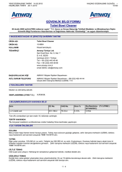 G&Uuml;VENLİK BİLGİ FORMU Toilet Bowl Cleaner