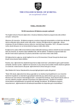 Press Release - ESK IB Diploma Results