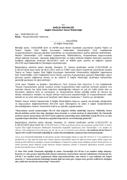 T.C. SAĞLIK BAKANLIĞI Sağlık Hizmetleri Genel M&uuml;d&uuml;rl&uuml;ğ&uuml; Sayı