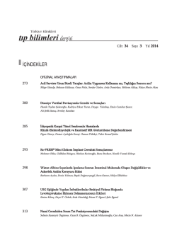 Sayının İ&ccedil;indekiler - T&uuml;rkiye Klinikleri