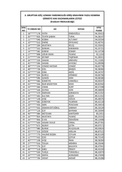 3. GRUPTAN G&Ouml;&Ccedil; UZMAN YARDIMCILIĞI GİRİŞ SINAVININ YAZILI