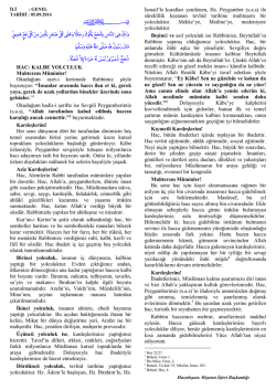 HAC: KALBE YOLCULUK Muhterem Müminler! Okuduğum ayet