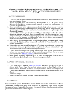 2014-2015 G&uuml;z Kurum İ&ccedil;i Yatay Ge&ccedil;iş Başvuru Koşulları