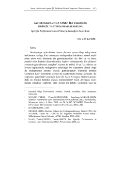 SATIM HUKUKUNDA AYNEN İFA TALEBİNİN BİRİNCİL