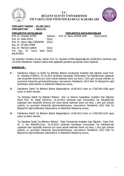25/09/2013 Tıp Fak&uuml;ltesi Y&ouml;netim Kurulu Kararı