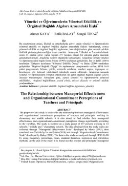 Yönetici ve Öğretmenlerin Yönetsel Etkililik ve Örgütsel Bağlılık