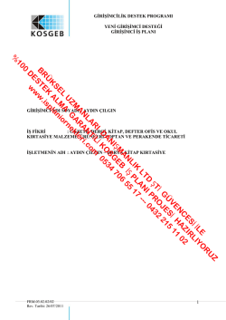 kosgeb - iş planı &ouml;rnekleri iş planı &ouml;rneği