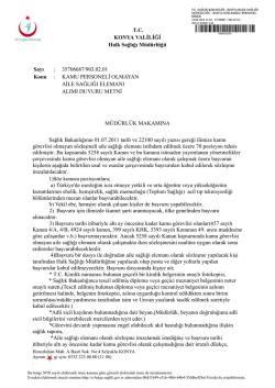 Kamu Görevlisi Olmayan Aile Sağlığı Elemanı Alımı Duyurusuna